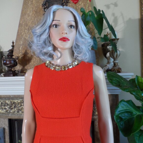 Carolina Herrera Orange Tweed Sheath Dress Size 2 - Picture 9 of 16